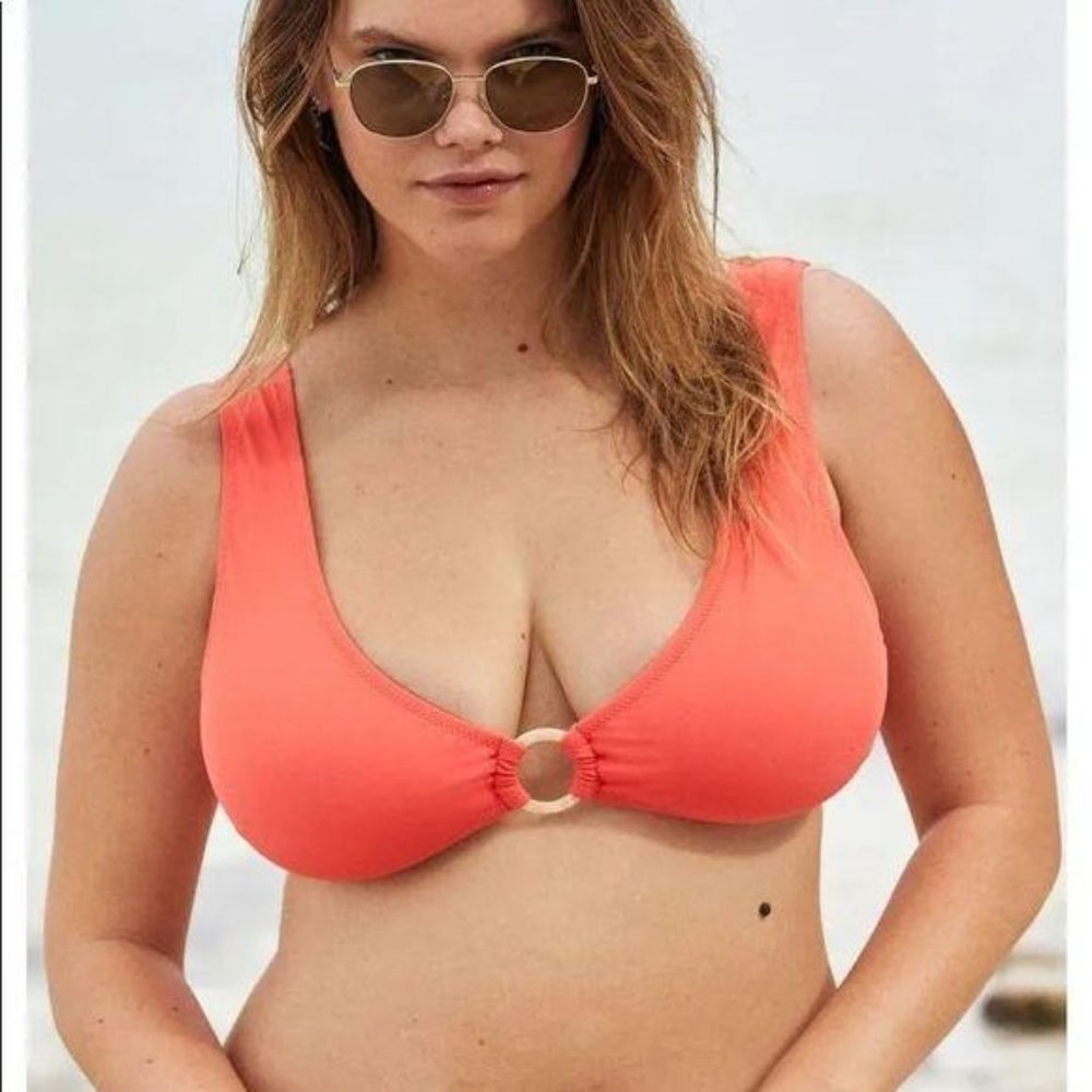 NWT Aerie Melon Wide Strap Plunge Bikini Top - Picture 3 of 8